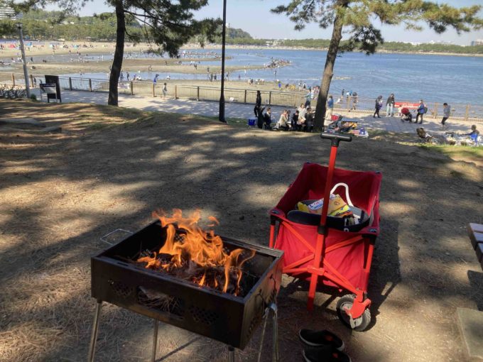 海の公園へバーベキューに行ってきました。海を見ながらbbq！子供たちも自然を満喫。休日のレジャーにもおすすめな公園はシーパラの近くに！予約 