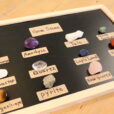 8）天然石の標本作り：天然の石をならべて、オリジナル標本をつくります！